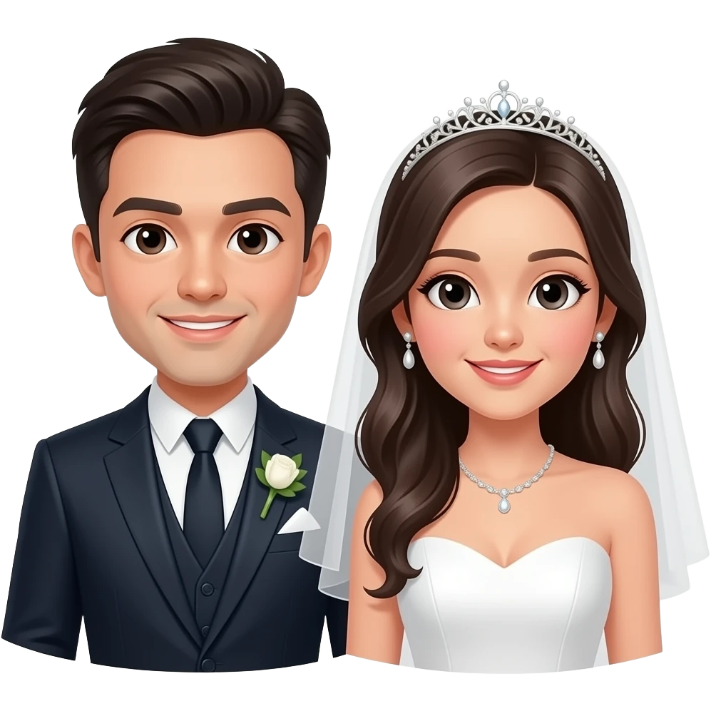 black bride and groom emoji