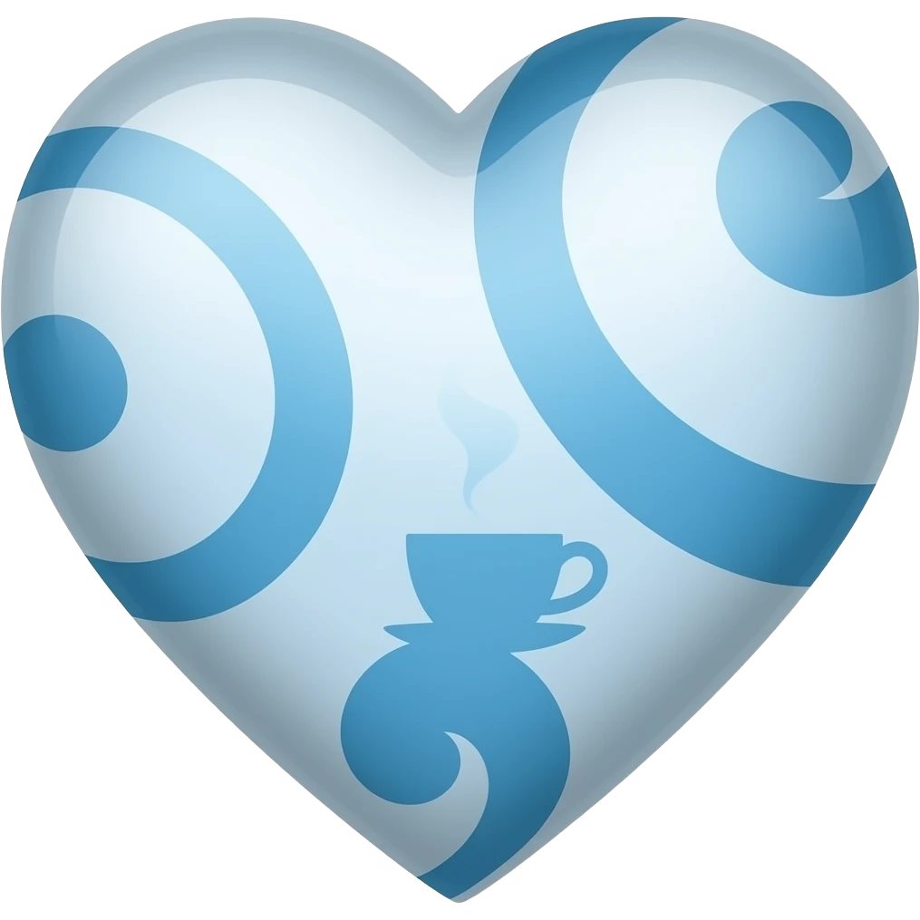 Blue and white heart with swirls with chais hidden design inside emoji