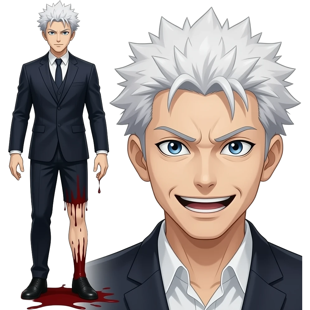 Make gojo cut in half his legs standing and top on the floor also make sukuna staring at him and saying you were strong emoji