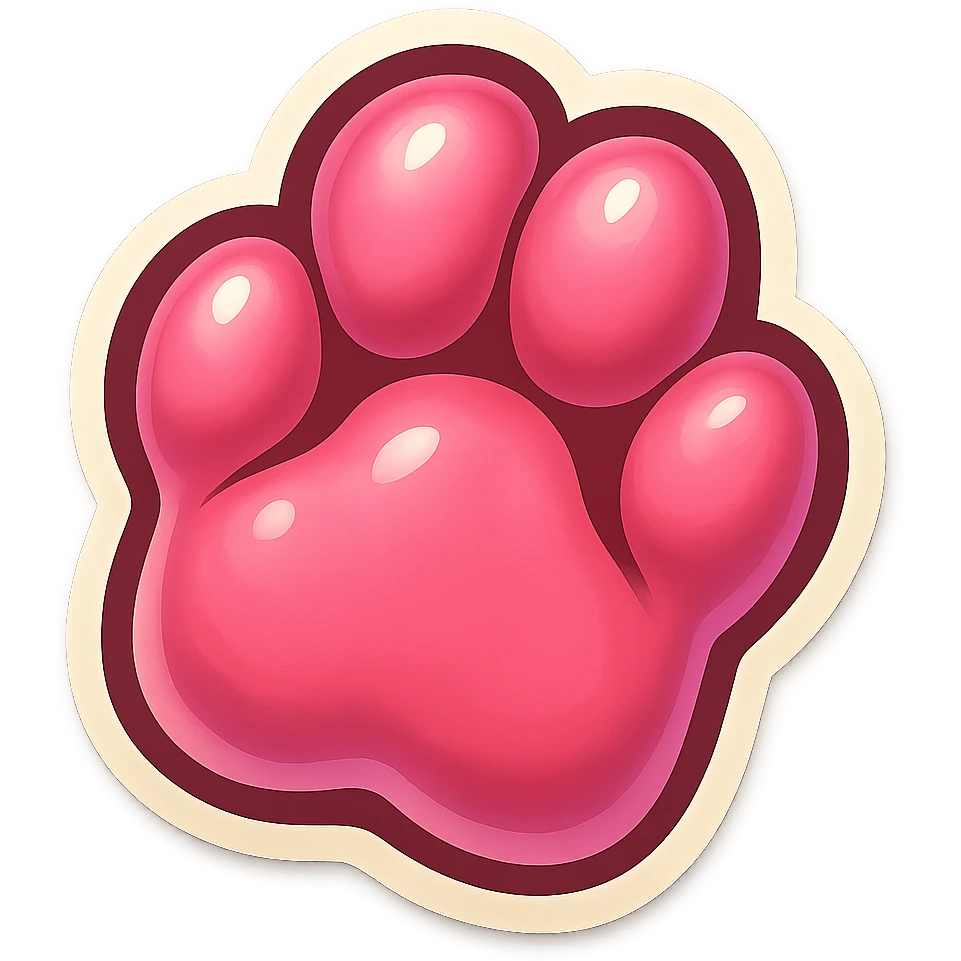 Make the cartoon hamster paw pink, keep it isolated and in a cute cartoon style, suitable for Discord emote, with no background. emoji