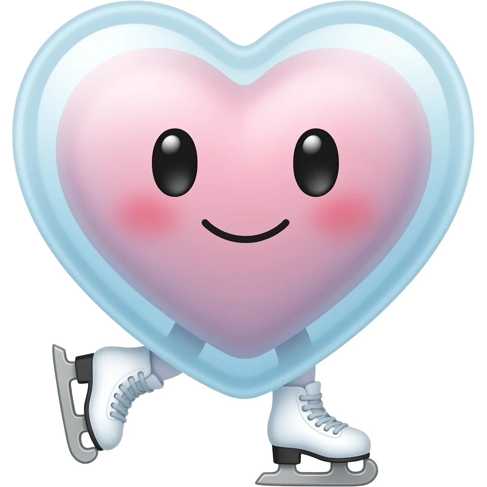Cute heart ice-skating emoji