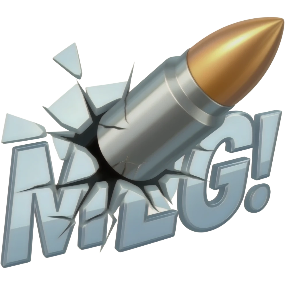 Надпись MLG! и ломается от пули пронзённой emoji