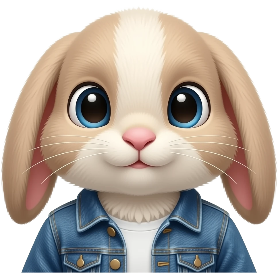 cute bunny in denim jacket closeup emoji