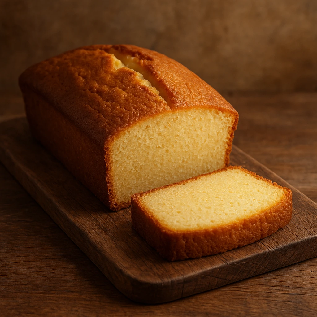a classic pound cake, golden brown, simple and inviting emoji