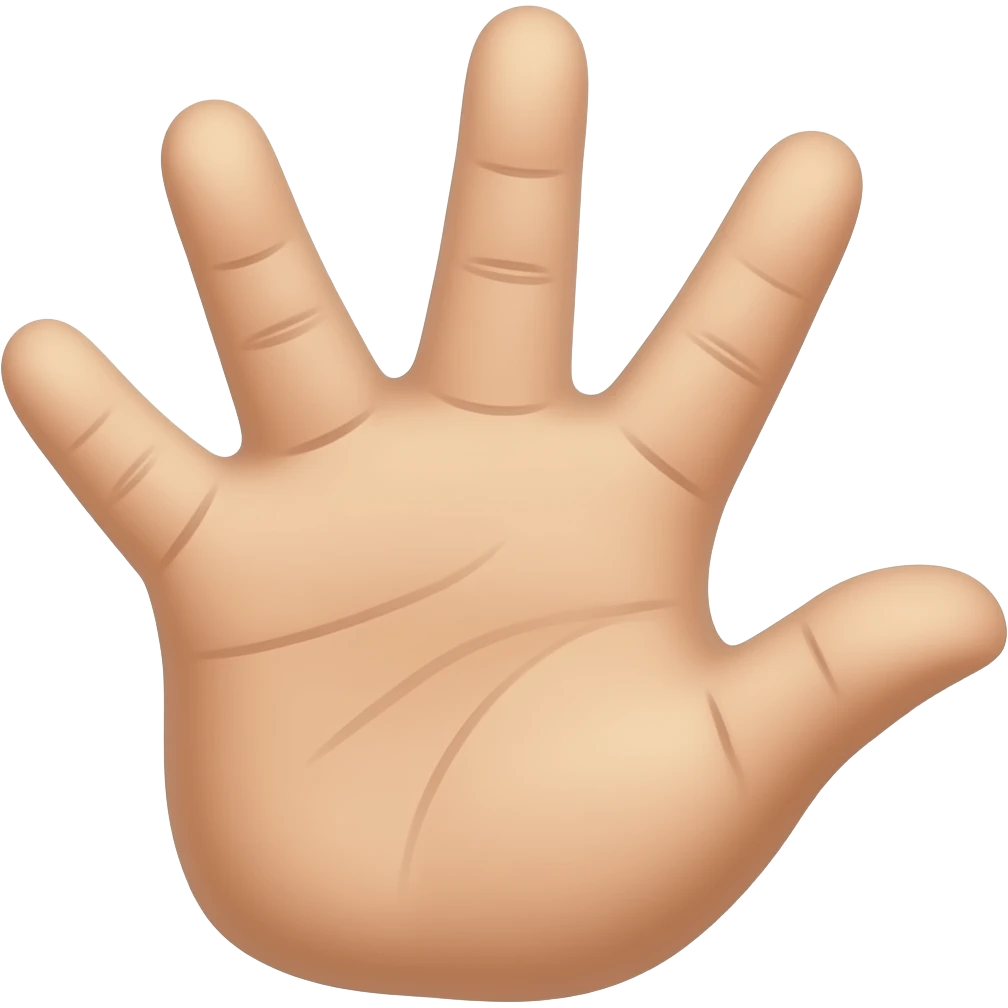 close up of a hand of a kid open, back of the hand emoji