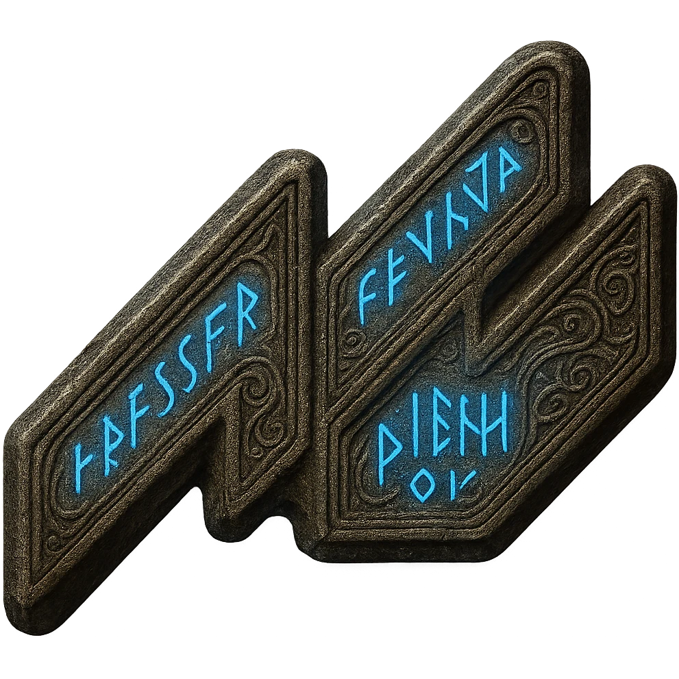 Create an Elden Ring talisman version of the Assetto Corsa logo. The talisman should look like ancient weathered metal with glowing blue runes and a mystical aura. The background should be transparent. emoji