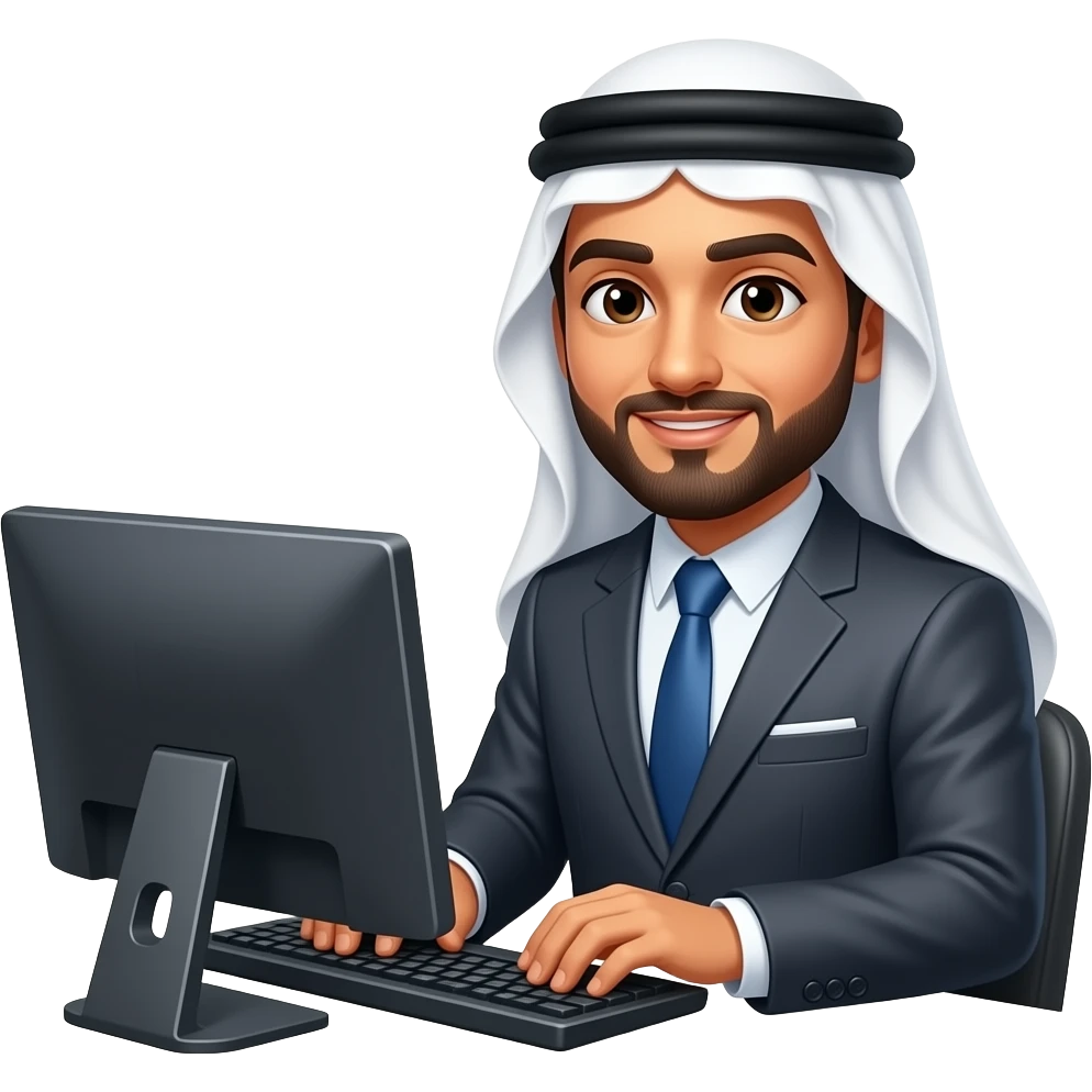 Secretary arab man writing in computer emoji