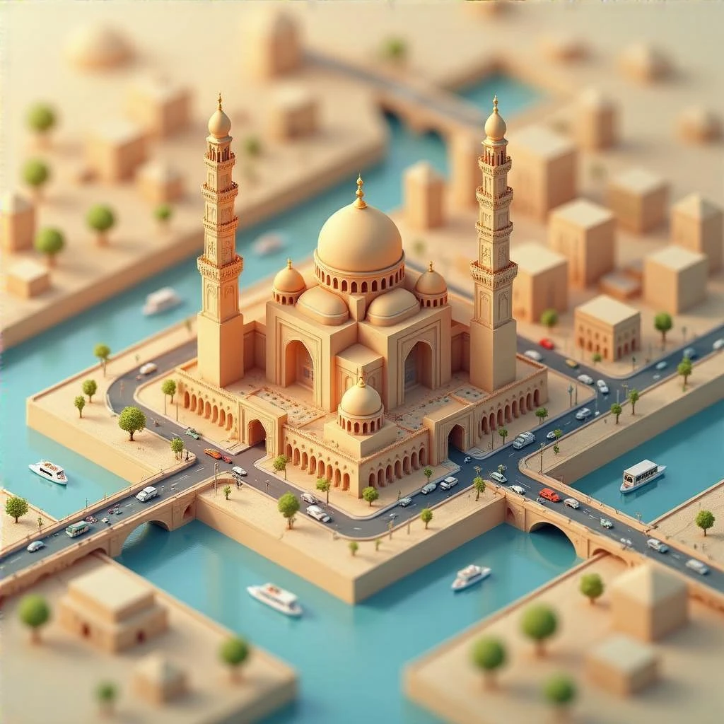Isometric minimalistic illustration of Cairo, subtle 3D miniature effect and Tilt Shift effect, no cartoonish look, transparent background. emoji