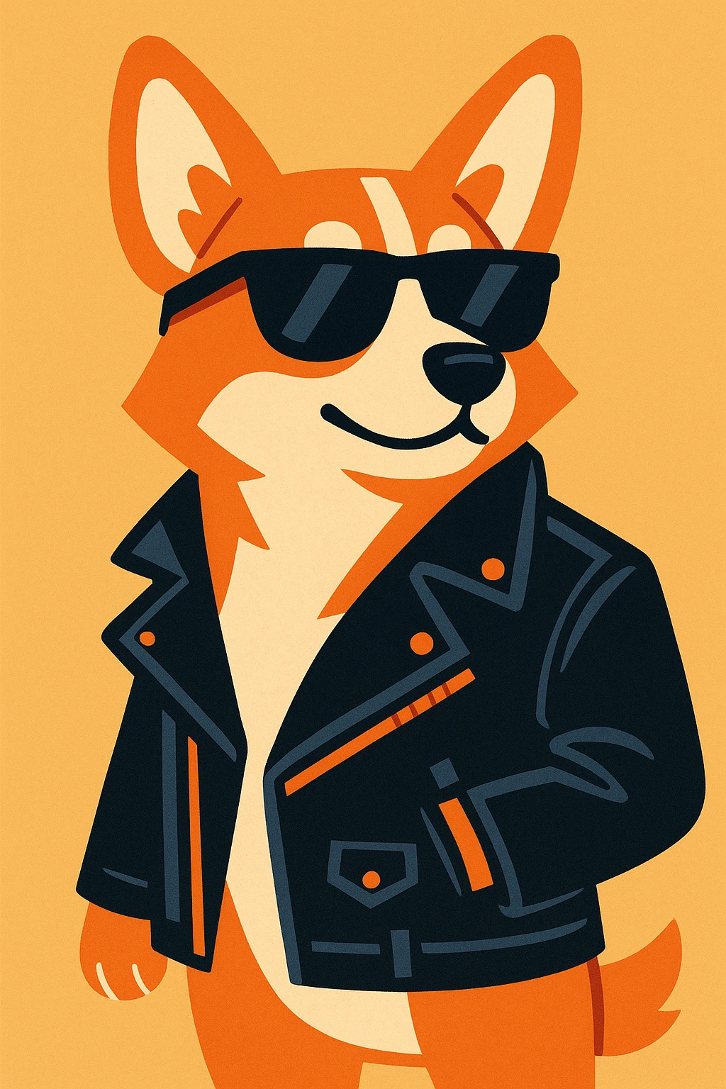 cool corgi with a leather jacket emoji