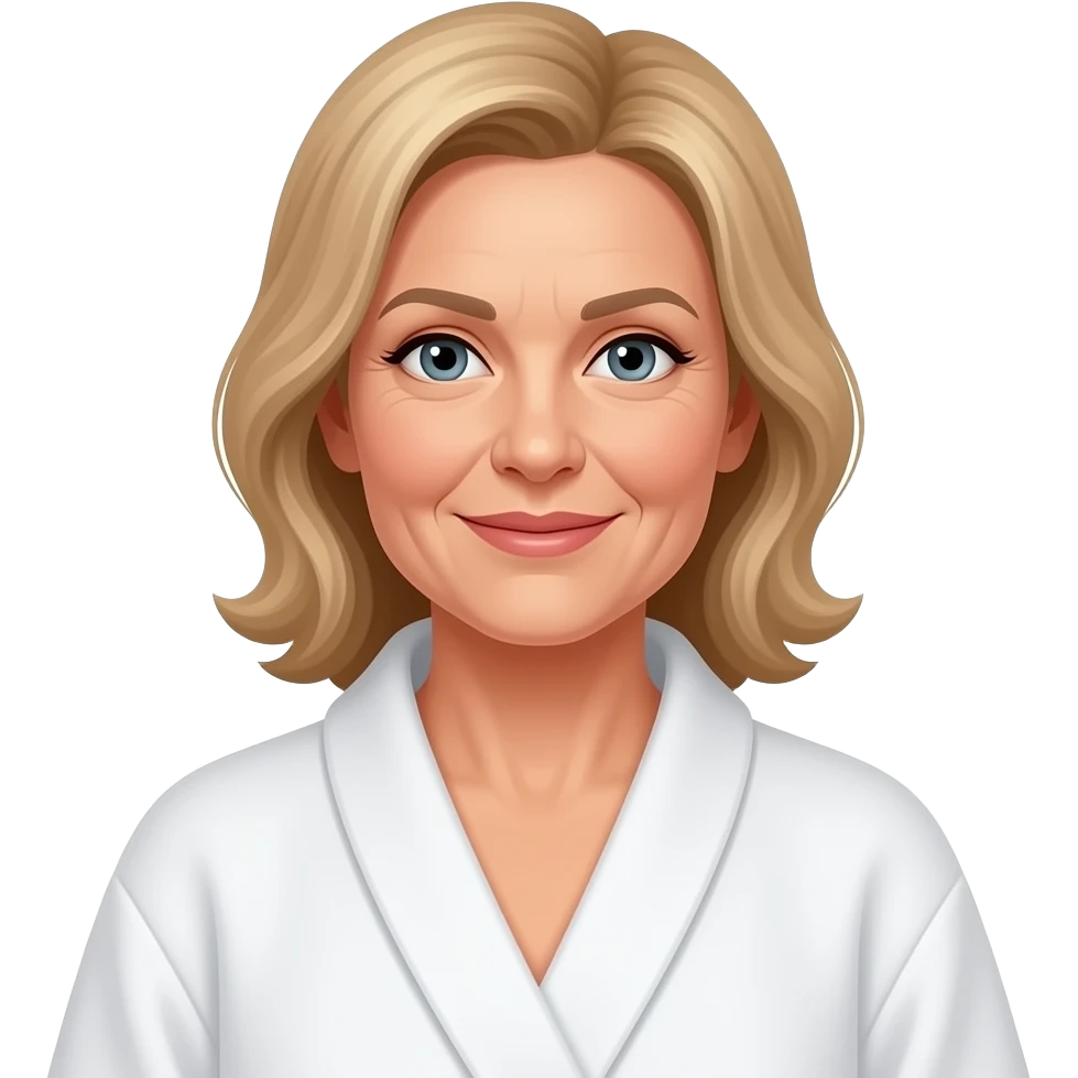 50 year old medium blonde hair woman spa emoji