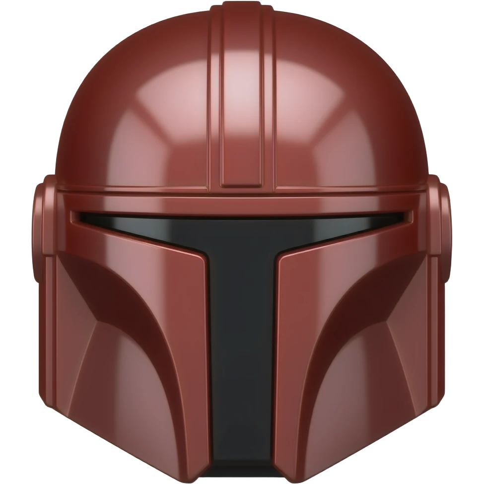 a red mandalorian helmet with a black stripe going down the middle emoji