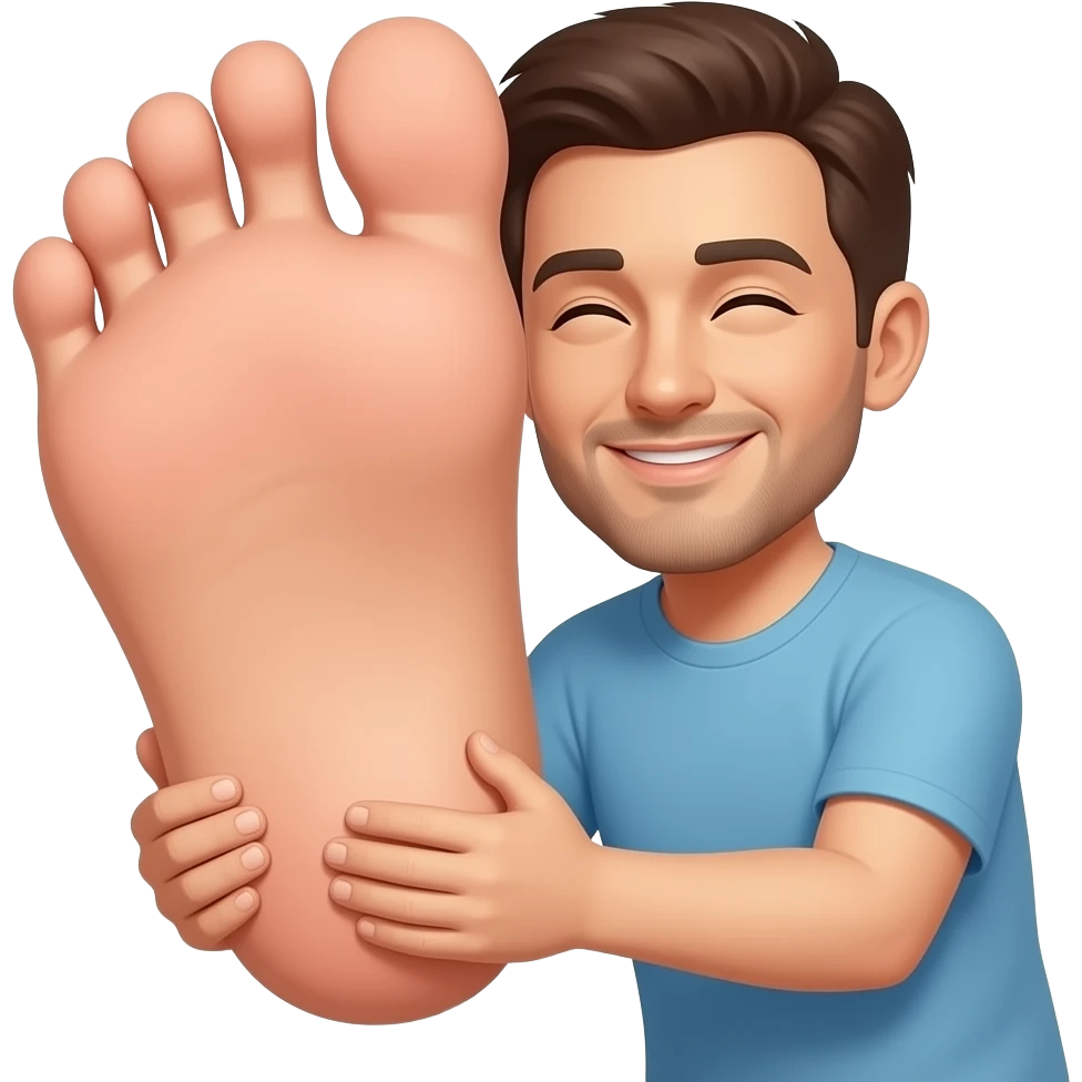 A man huging a feet emoji