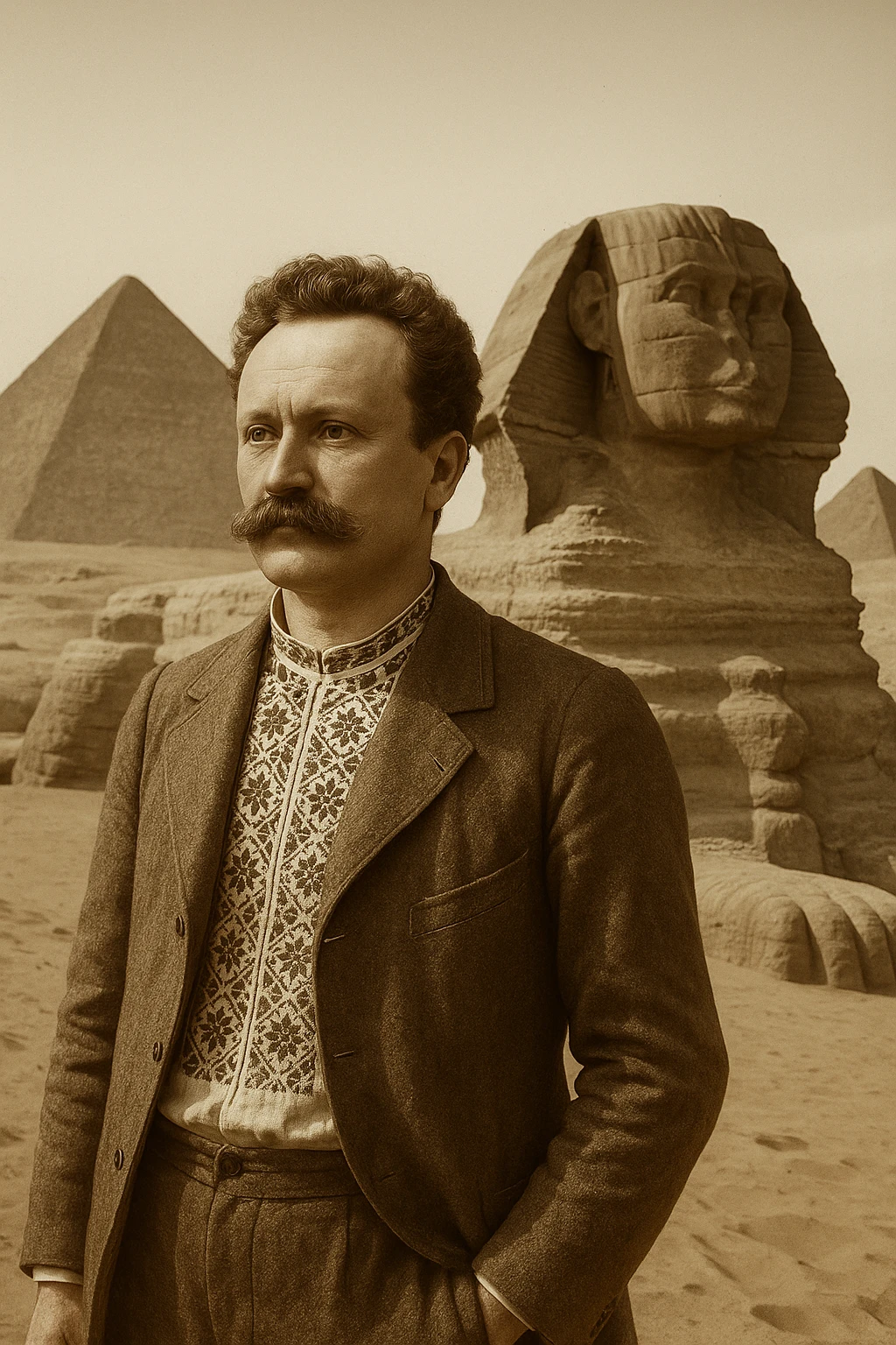near the statue of the sphinx in Egypt emoji