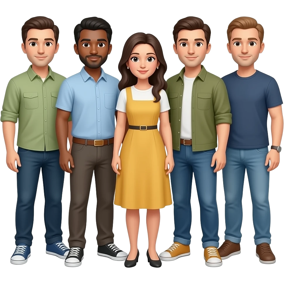 4 guys one girl girl in middle emoji