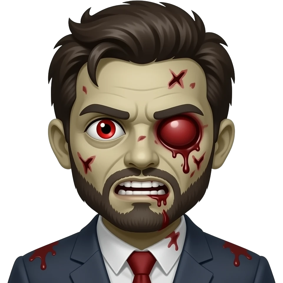 Zombie red eyes bloody cheeks emoji