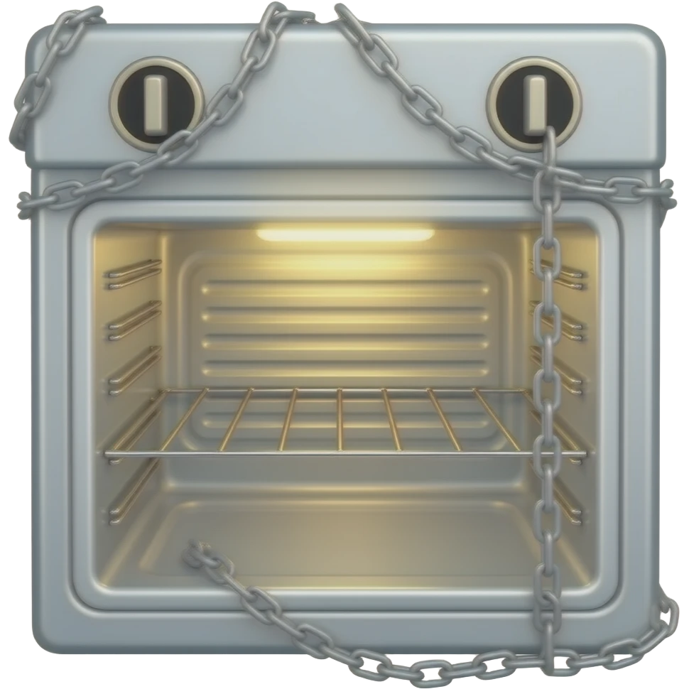 An empty Hot Oven wearing restraints and chained on a bed emoji