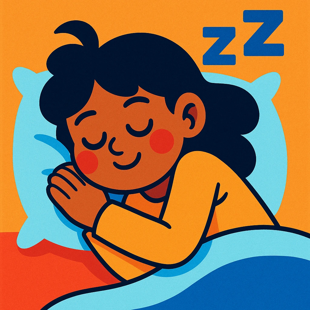 A girl with dark hair sleeping on a baby blue pillow emoji