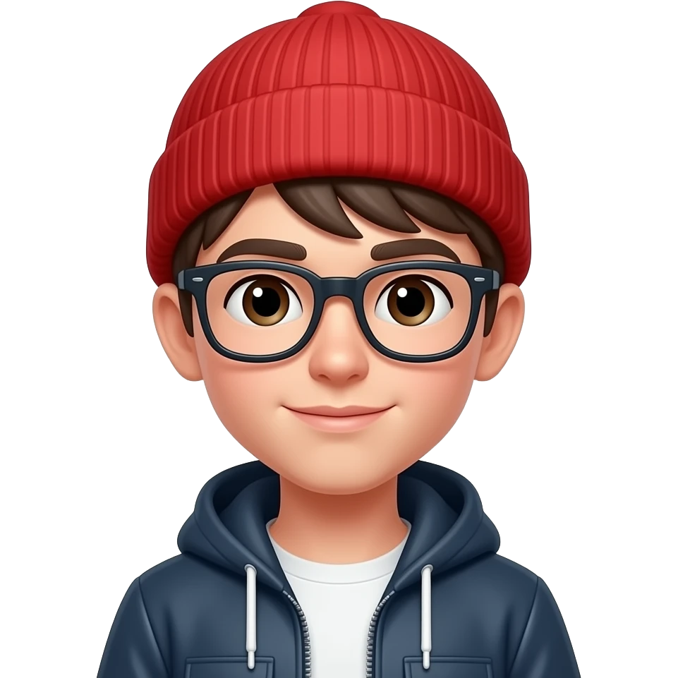 boy with red beanie and glassess emoji