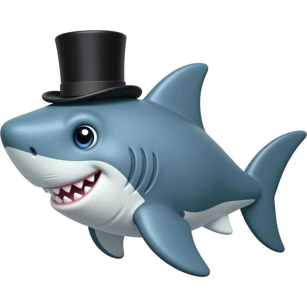 Shark with a top hat emoji