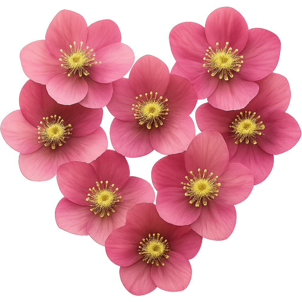 pink christmas rose heart,, remove background emoji