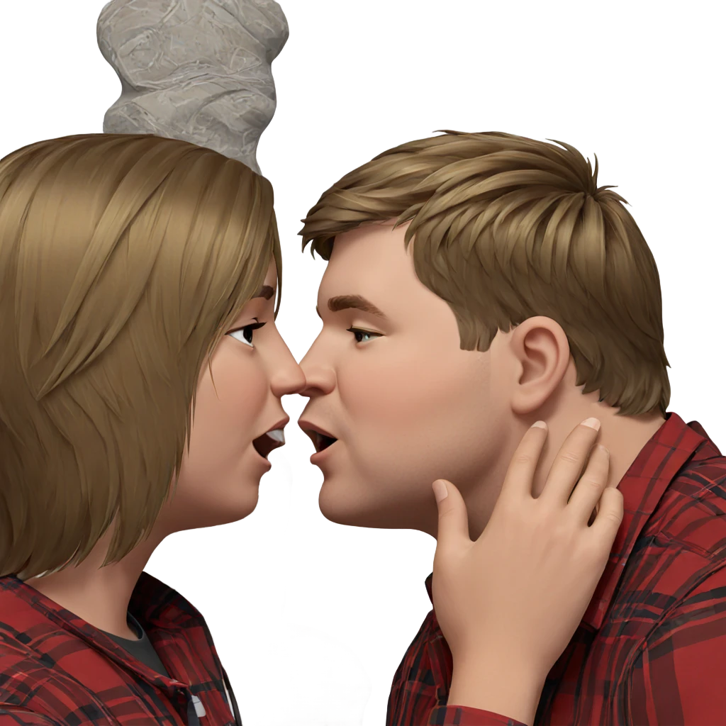 blonde and brown boys kiss emoji