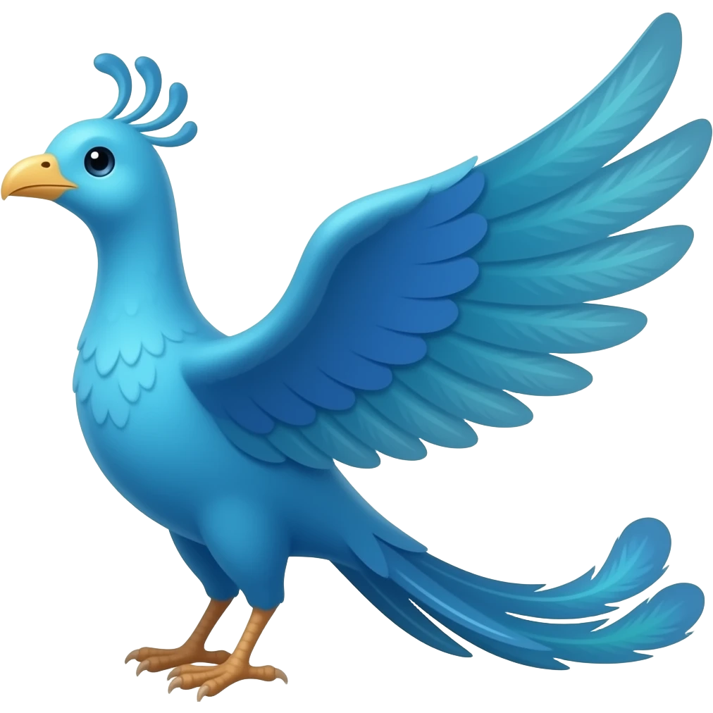 Emoji del ave fenix en azul emoji