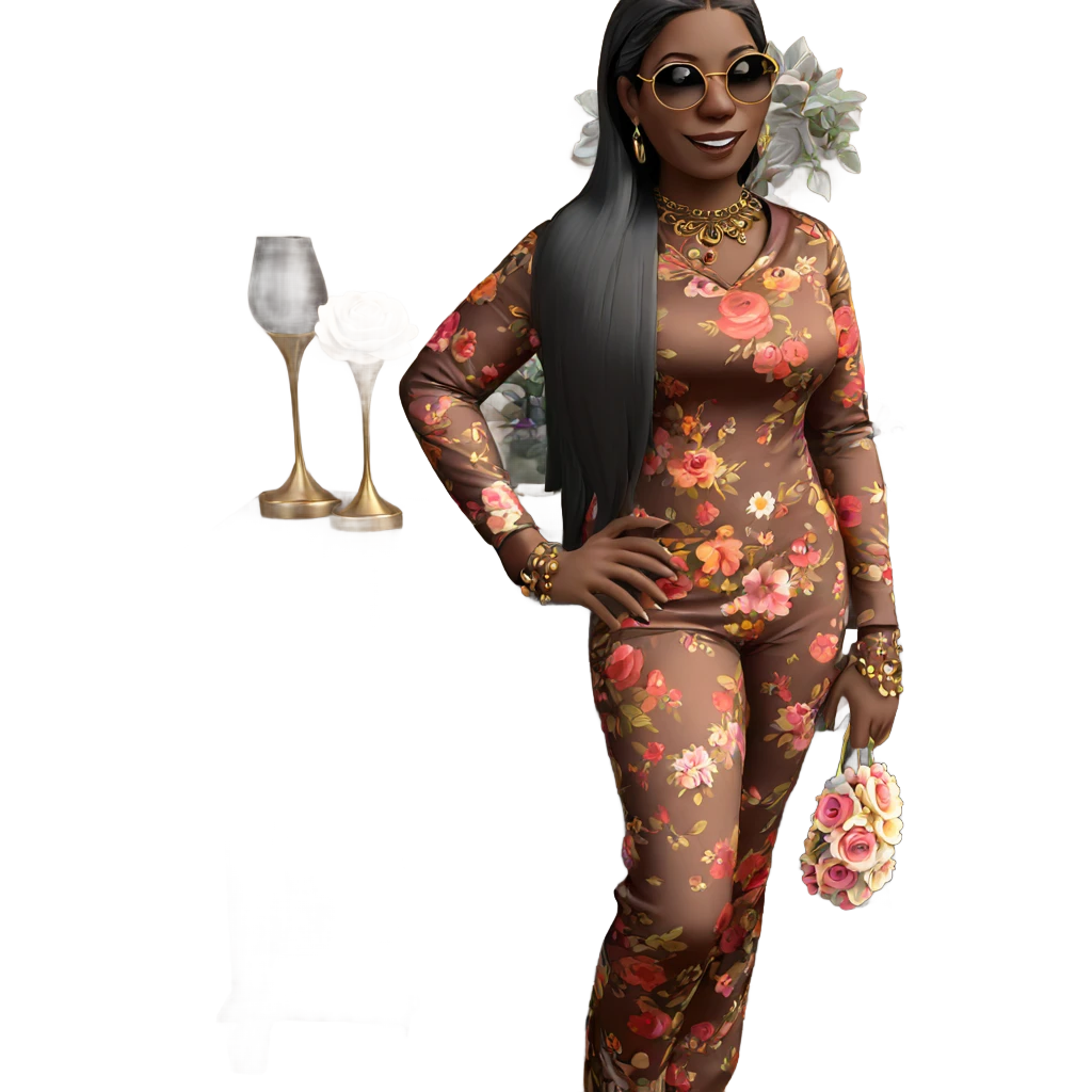 dark beauty with floral charm emoji