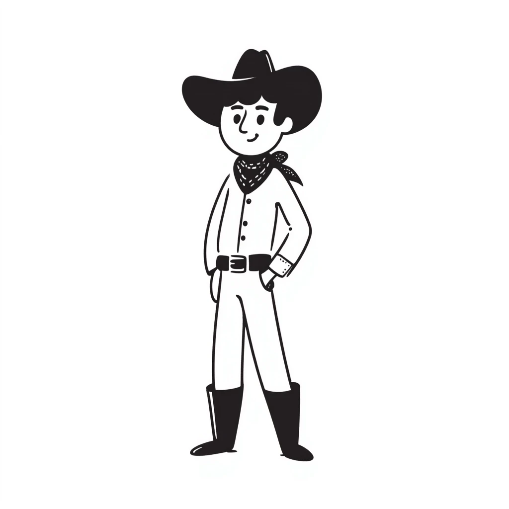 cowboy character, hand drawn doodle style emoji