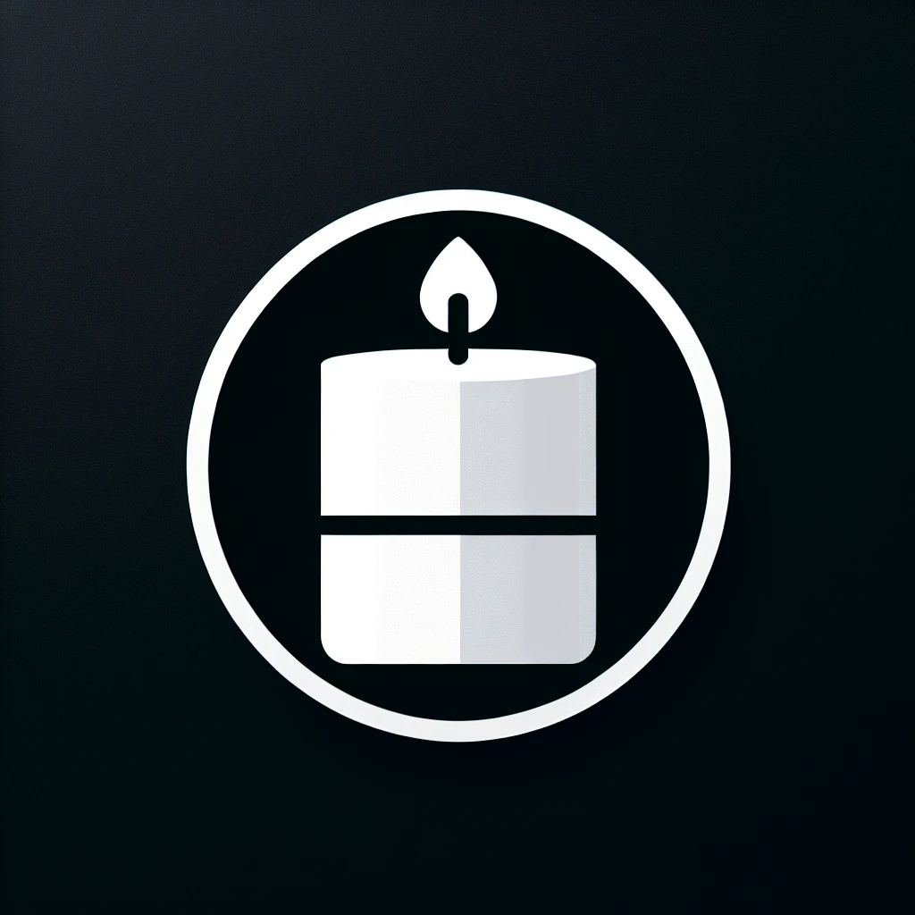 white Vector minimalistic and elegant icon of soy candle shape, black solid background emoji