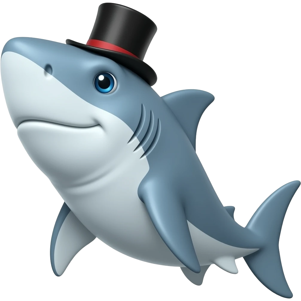 Shark with a top hat emoji