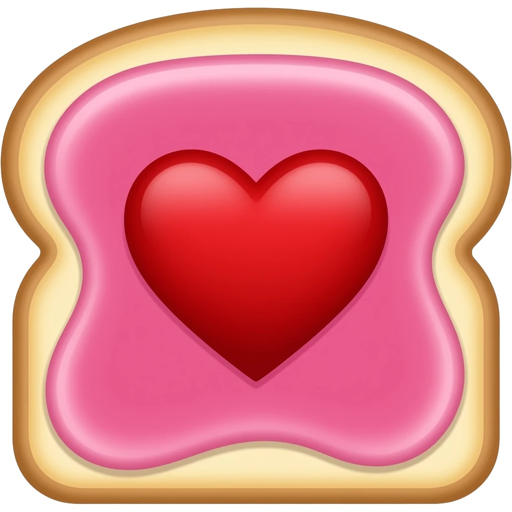 toast covered in pink jam eith a red jam heart at the centre emoji