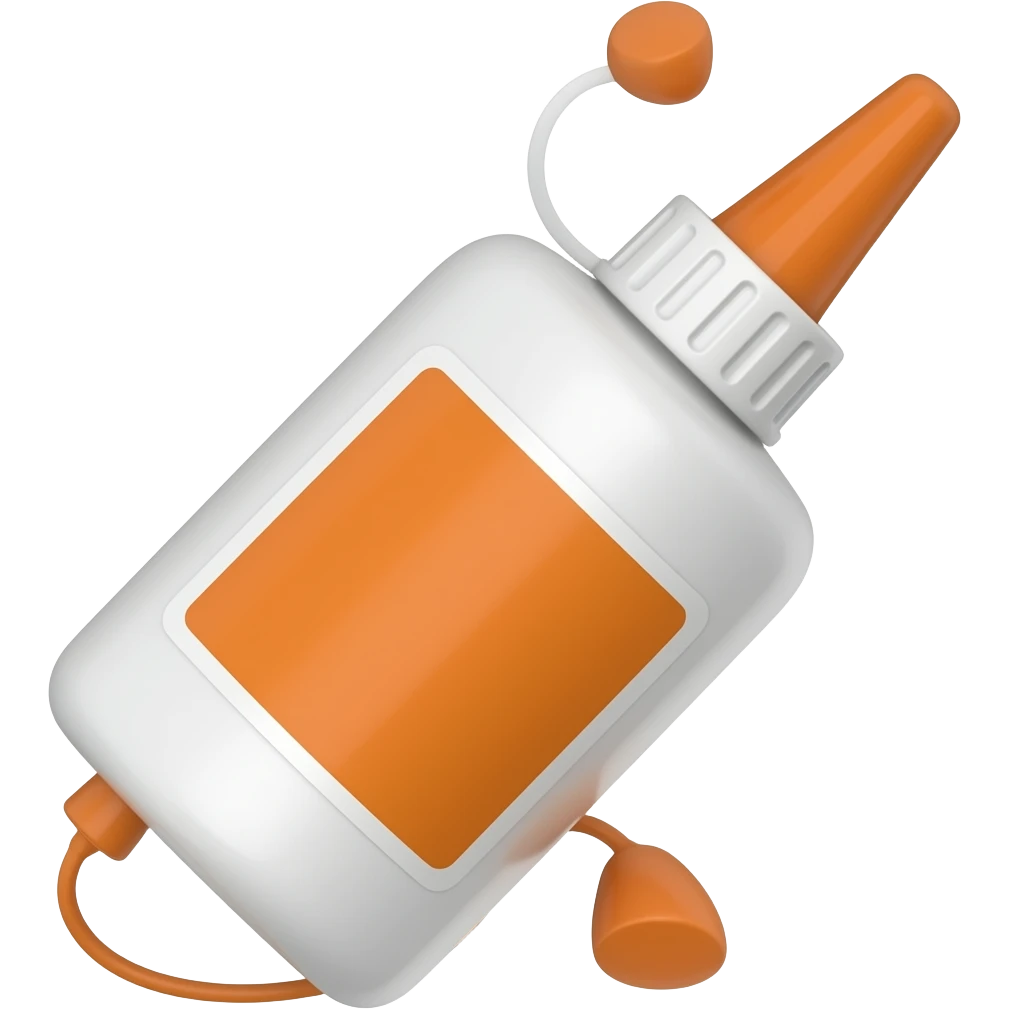 glue emoji with the orange cap on top and the white bottle emoji