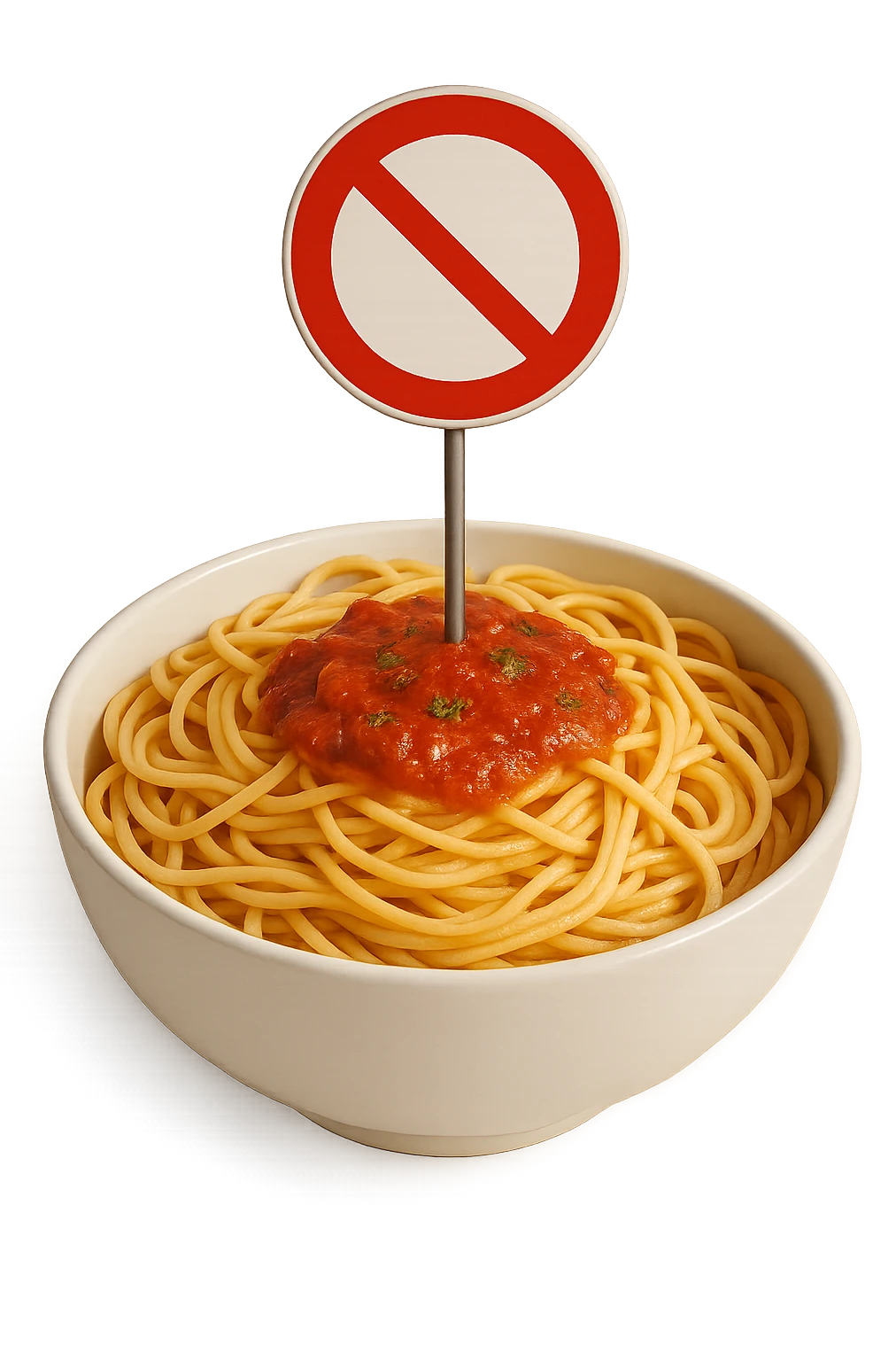 BOWL DI PASTA CON DIVIETO SOPRA,  realistici emoji