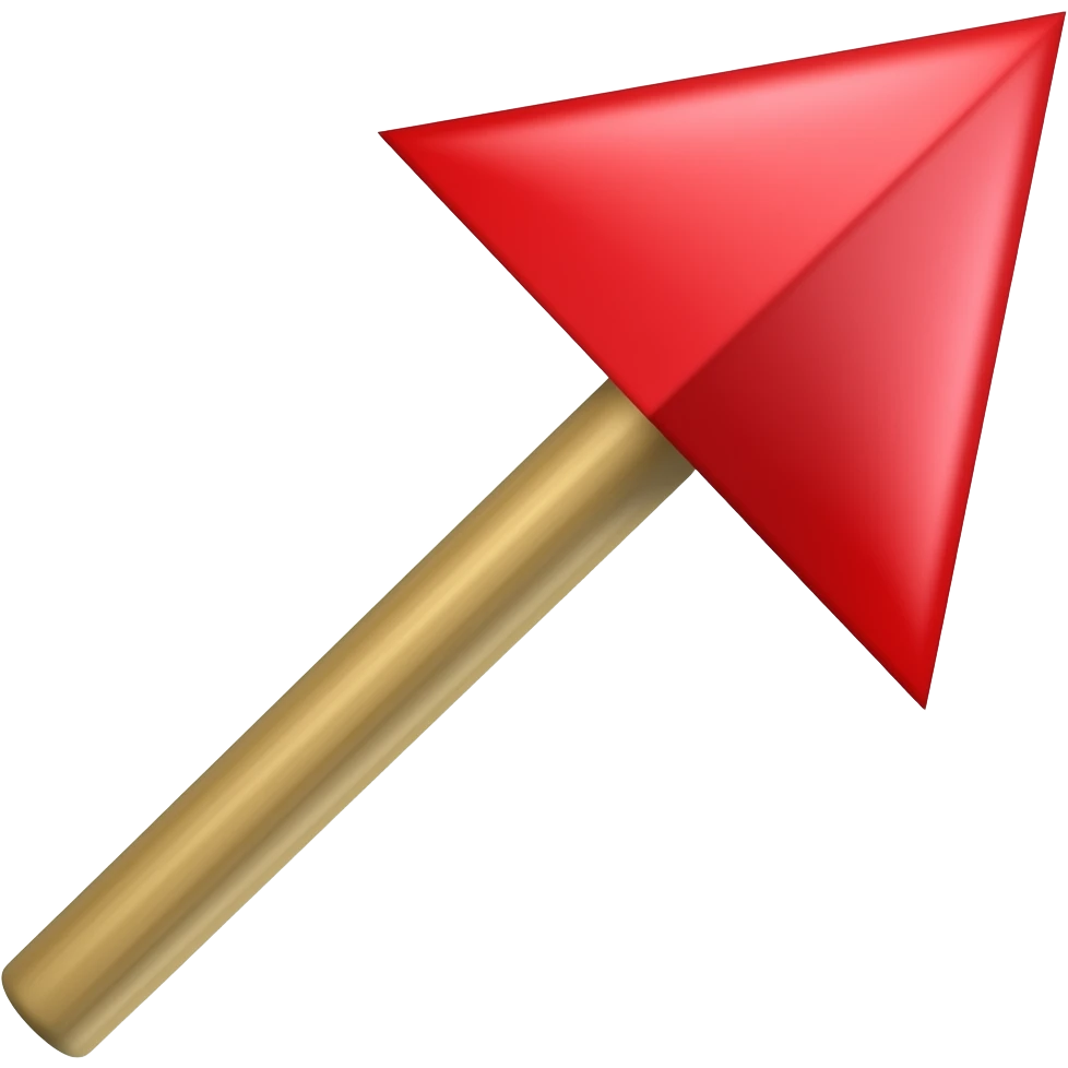 arrow pointing up in red i the long stick emoji