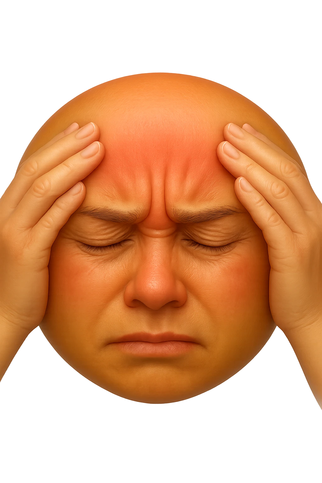 emoji stile iphone di faccina con mal di testa, iperrealistico 4k emoji