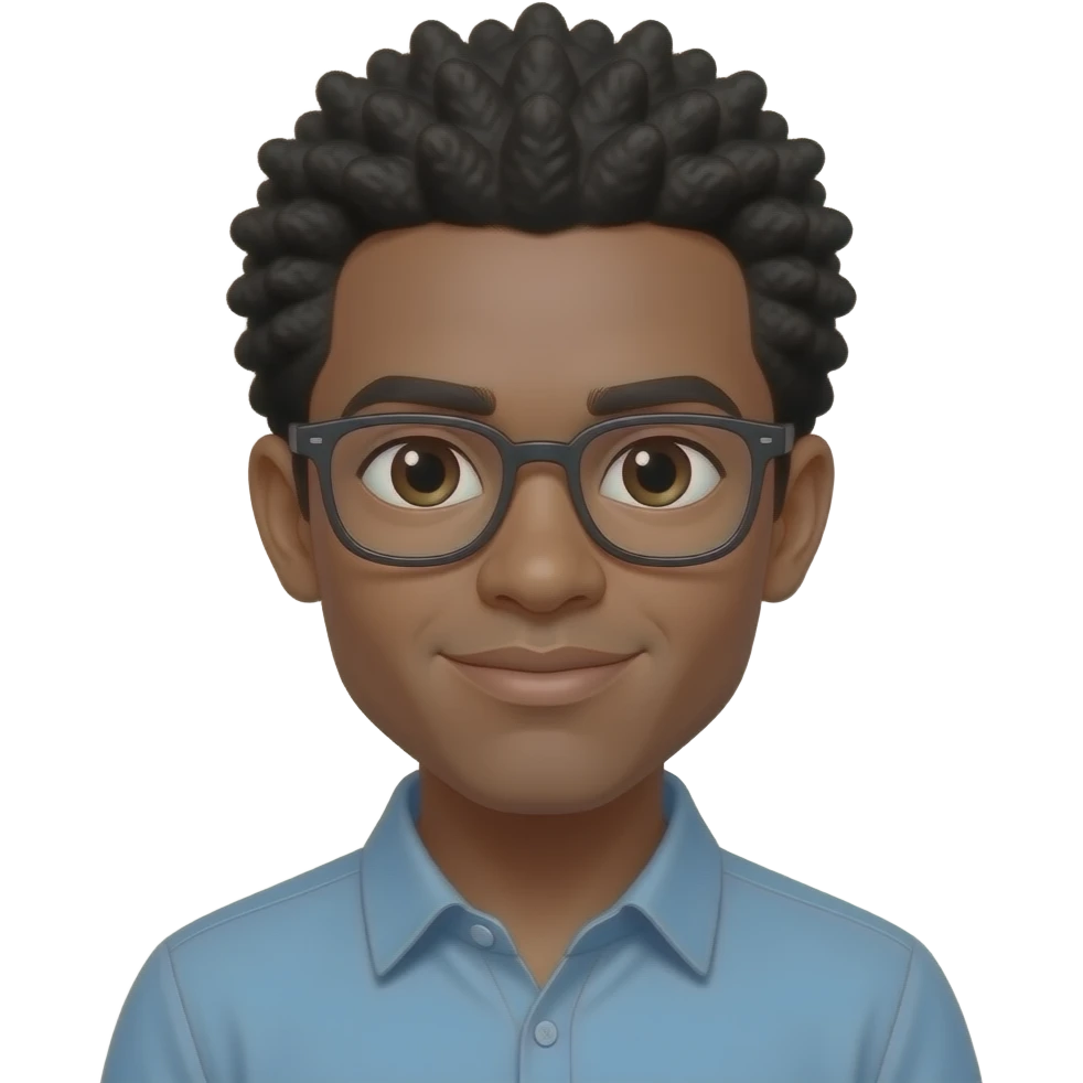 white guy with black afro hair and glasses emoji