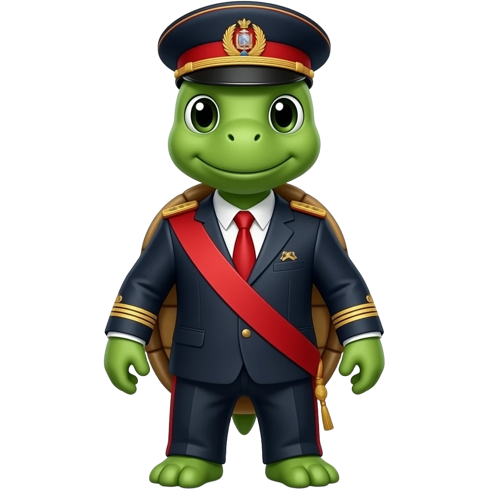 Tortuga con traje de dicatador emoji