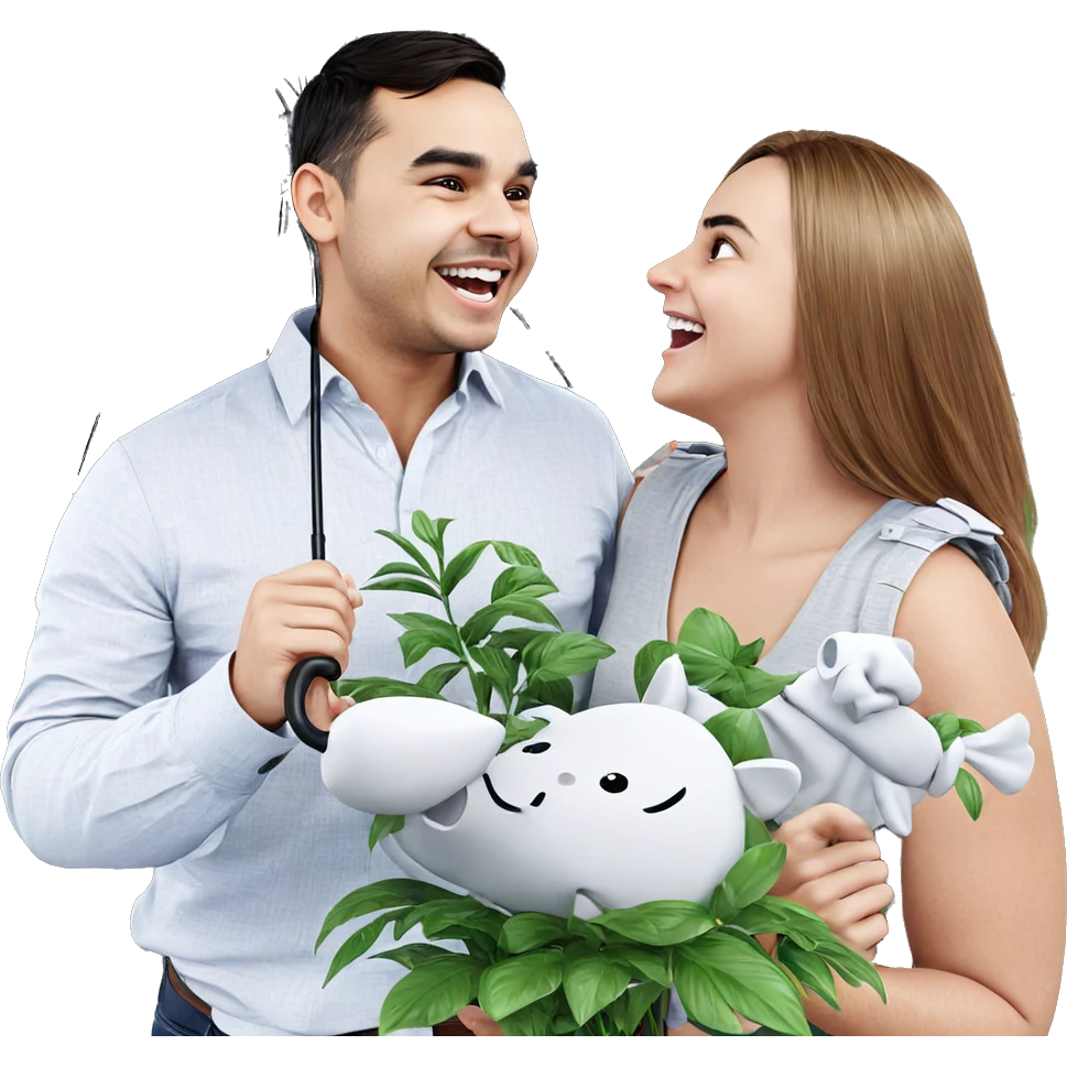 playful moment under shared umbrella emoji