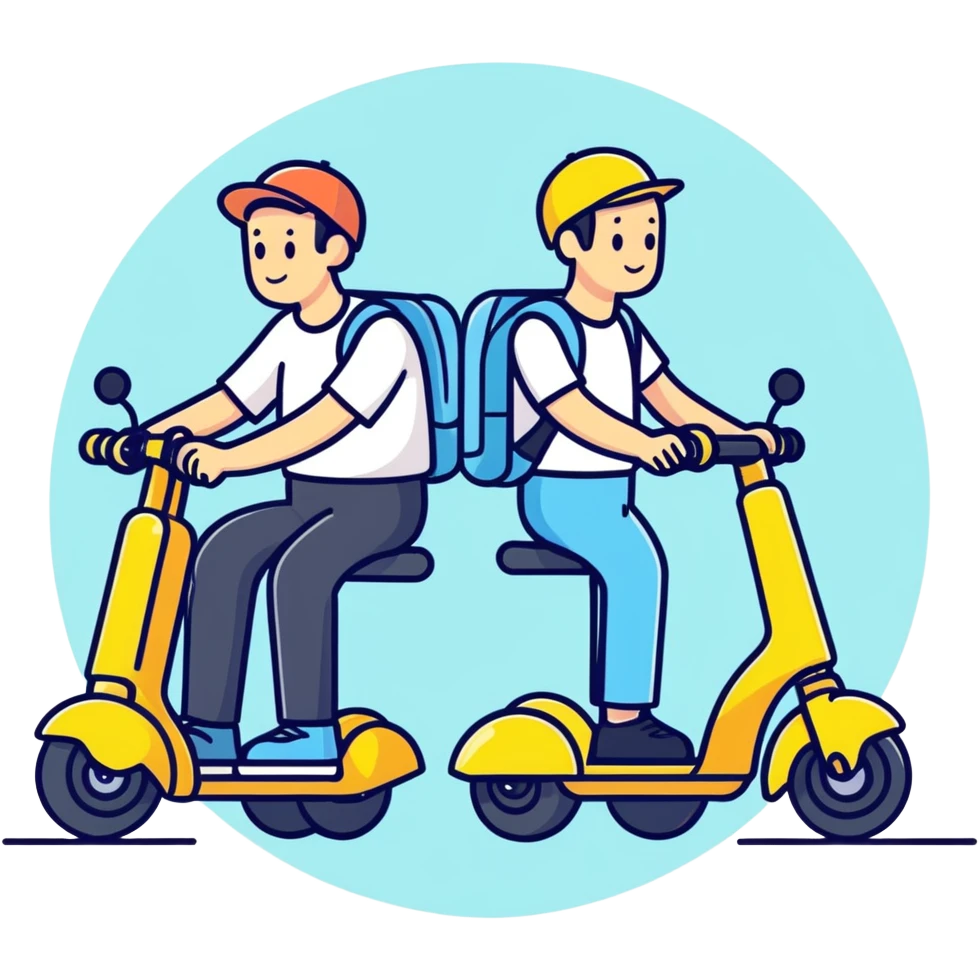 2 men on mobility scooters with water pistols emoji