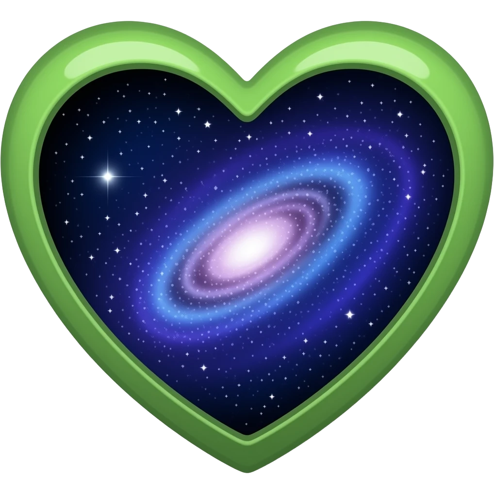 Green heart with a galaxy pattern emoji
