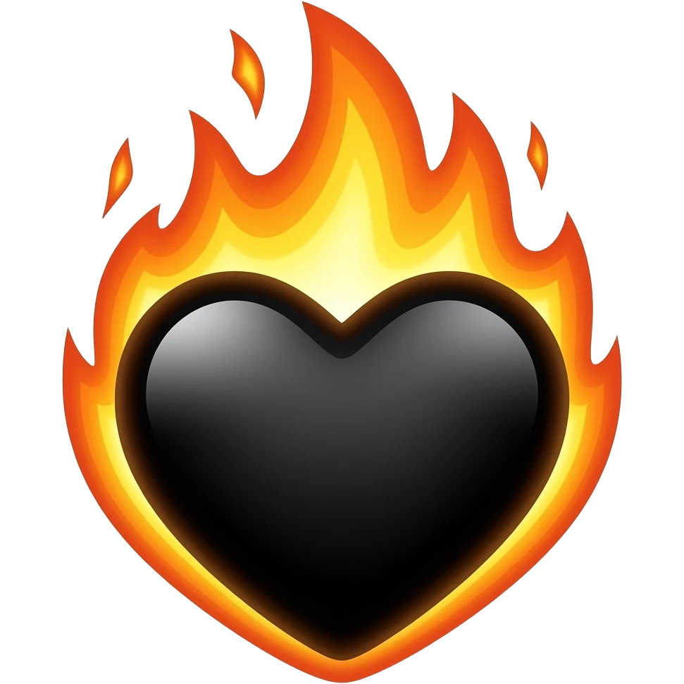 Corazon negro en llamas emoji