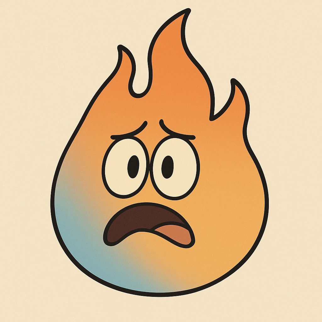 classic fire emoji with blue to orange gradient, flat style, smooth and simple, matching reference image emoji
