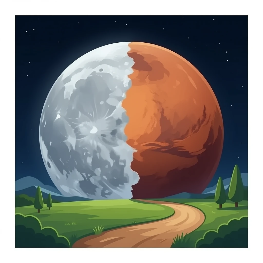 moon and mars side to side emoji