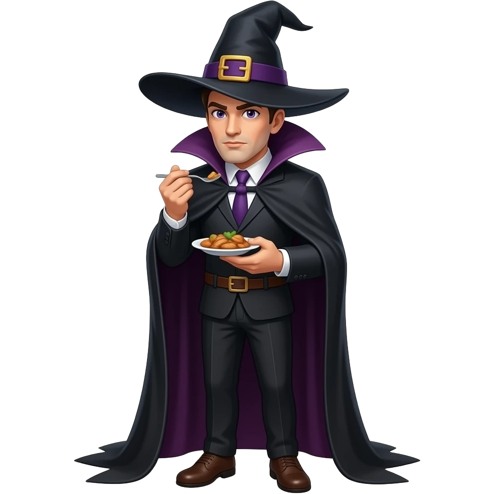 Bewitched man eating emoji