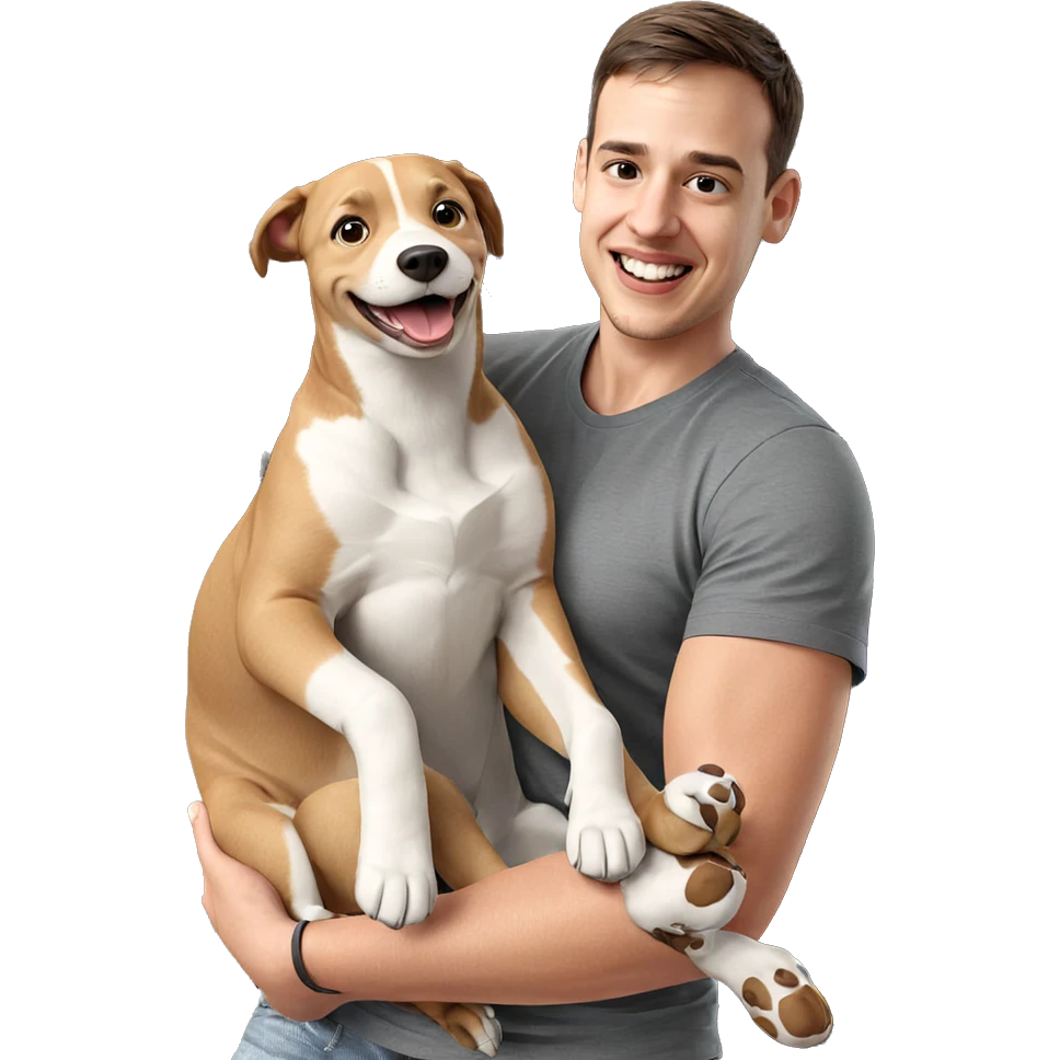boy smiling with dog emoji