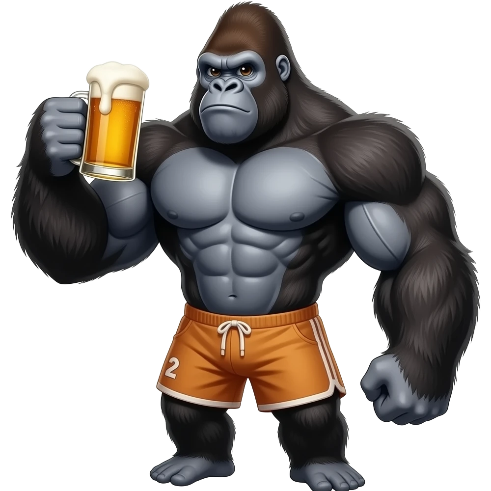 горила качок в шортах п'є пиво emoji