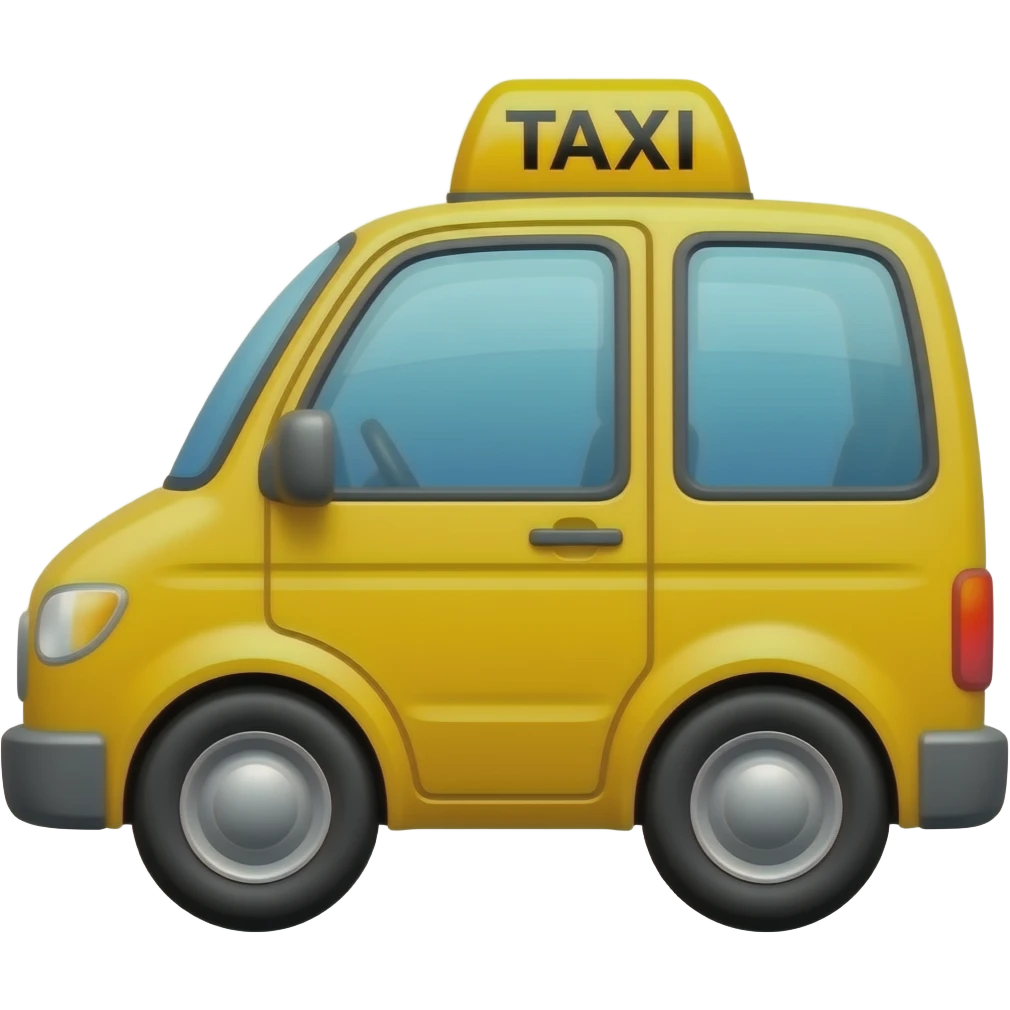 A yellow van with a taxi sign on the top emoji