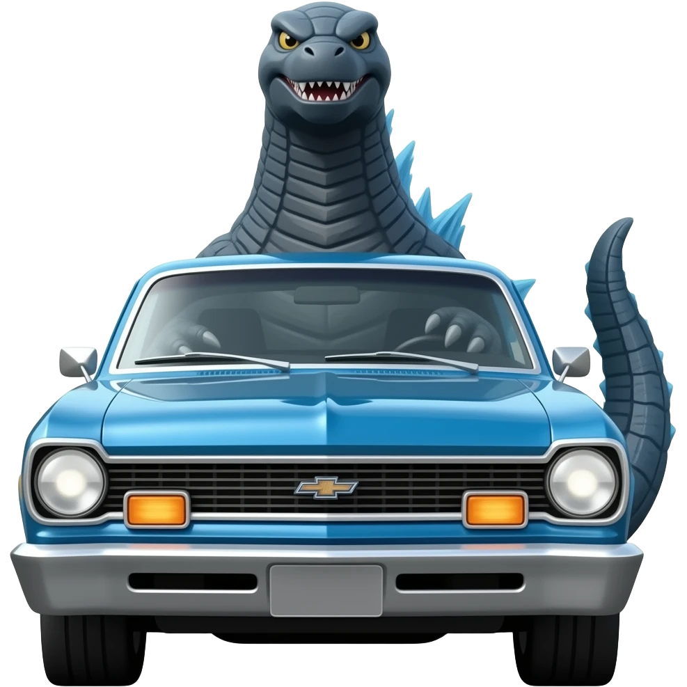 GODZILLA DRIVING CHEVY II NOVA emoji
