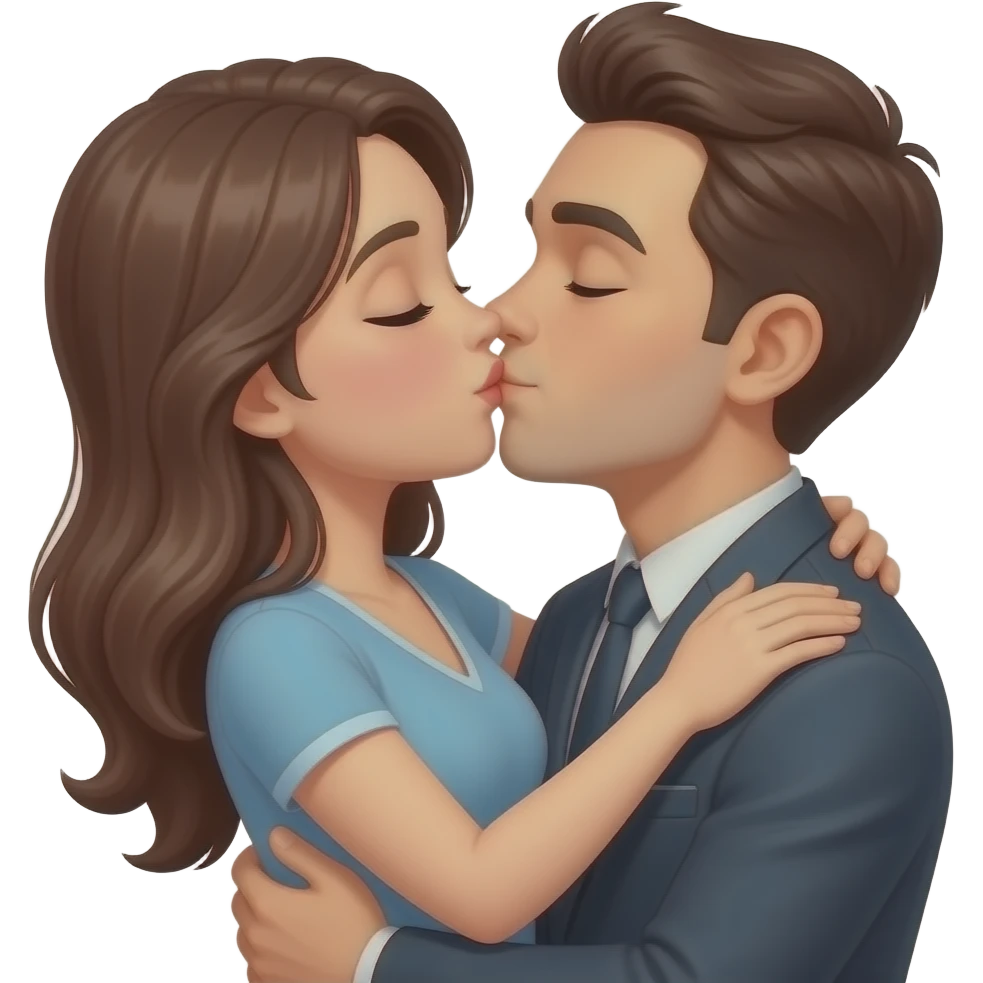 Two people embracing and kissing emoji
