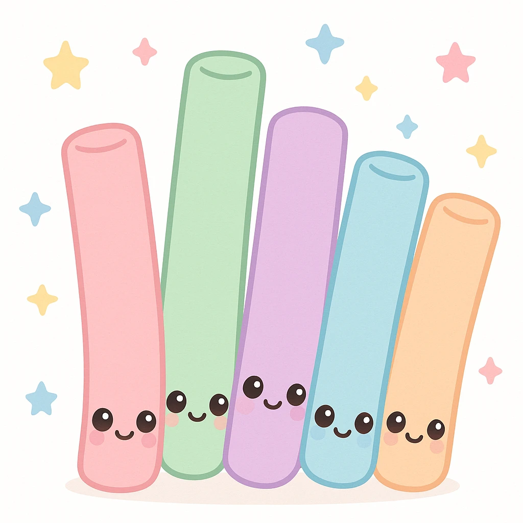 veggie straws, kawaii style, cute faces, pastel colors, no text emoji
